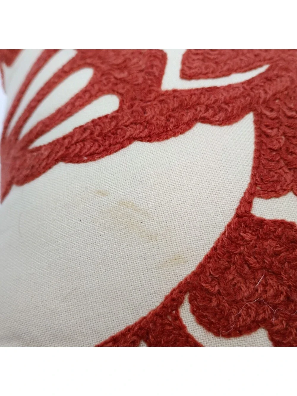 Pottery Barn Embroidered Red Bird Decorative Throw Pillow 12 X 12